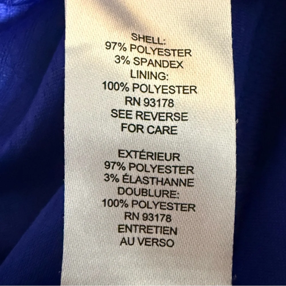 Tahari Royal Blue Textured Midi Dress Size 10 Flutter Sleeve Belted Career - Picture 9 of 11